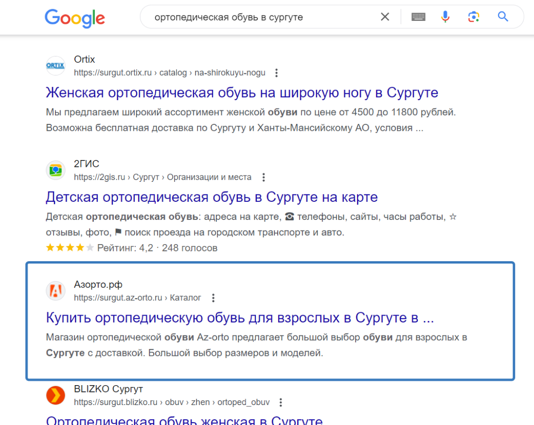 Результаты в поисковой системе рис 3