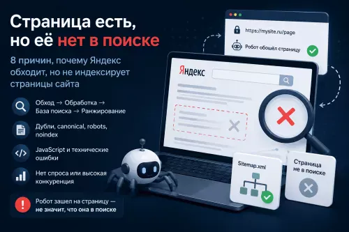 Страница доступна Яндексу, но её нет в поиске: 8 причин