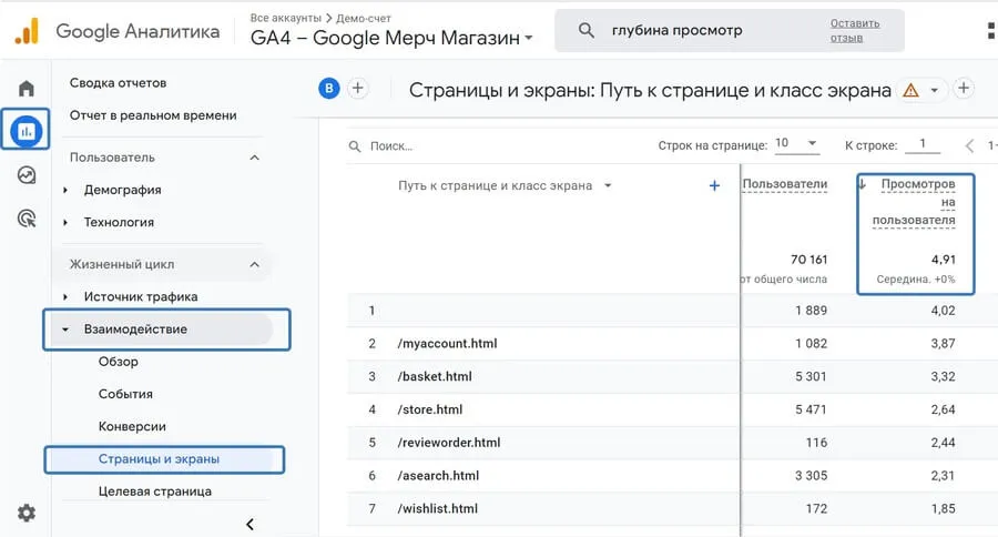 Глубина просмотра