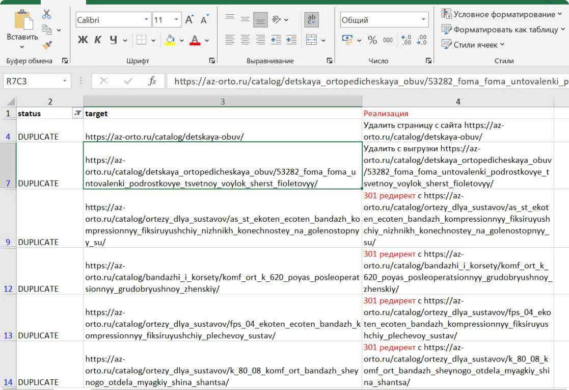 Для каждого дубликата прописаны рекомендации по устранению ошибок