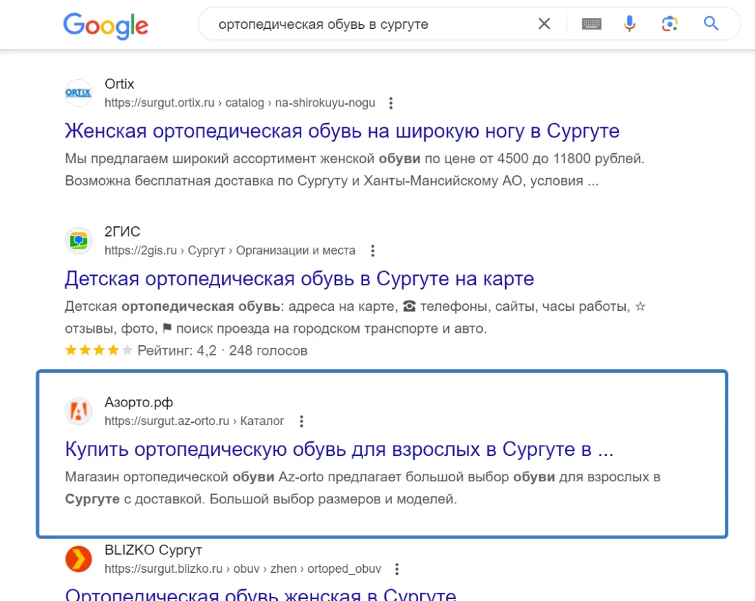 Результаты в поисковой системе рис 3