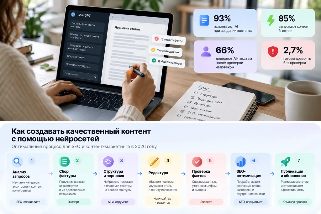 Нейросети для создания SEO-контента в 2026 году Нейросети для создания SEO-контента в 2026 году