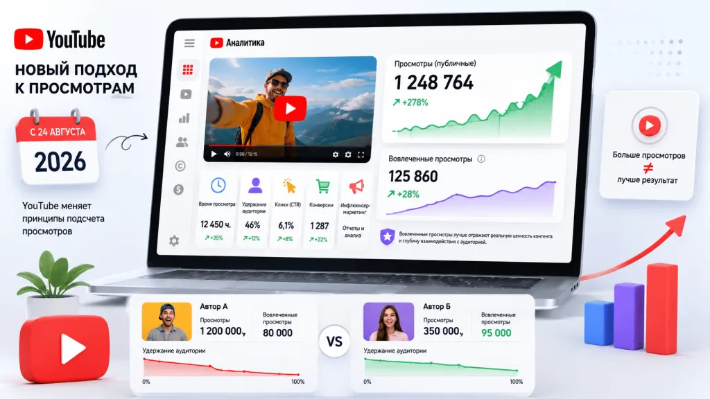 Изменение подсчета просмотров YouTube с 24 августа 2026 года Изменение подсчета просмотров YouTube с 24 августа 2026 года