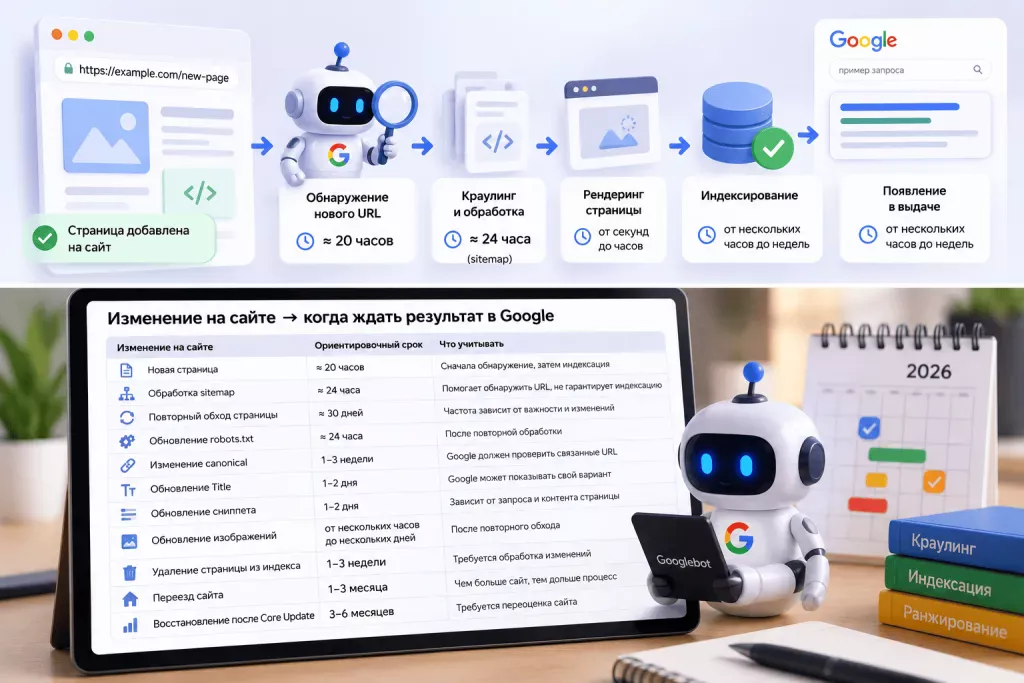 Этапы обхода Googlebot и индексации страницы в Google Этапы обхода Googlebot и индексации страницы в Google