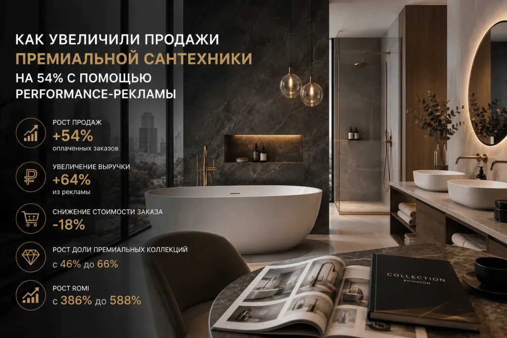 Кейс Performance-рекламы премиальной сантехники с ростом продаж на 54%