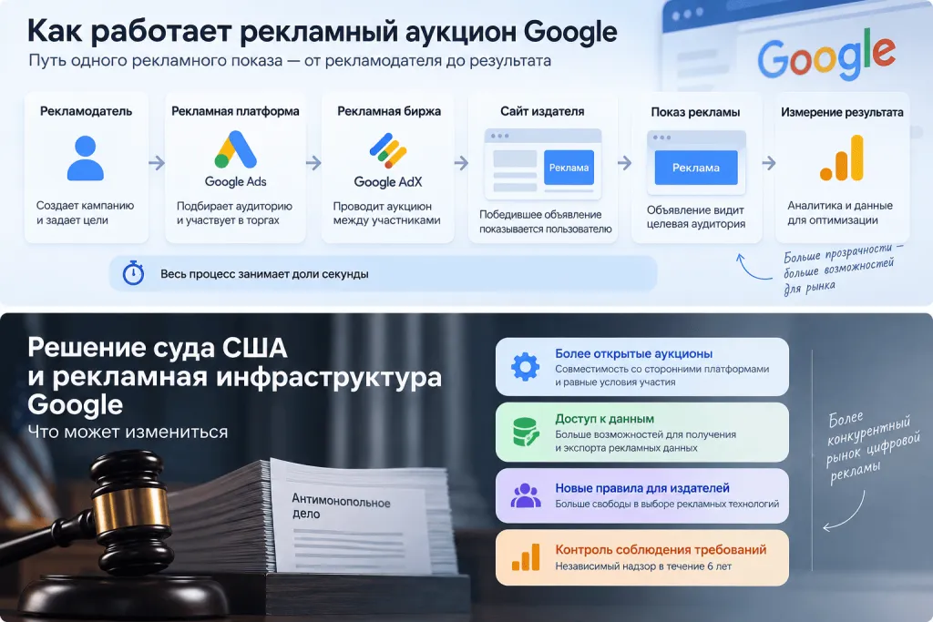 Как работает рекламный аукцион Google от рекламодателя до показа объявления Как работает рекламный аукцион Google от рекламодателя до показа объявления