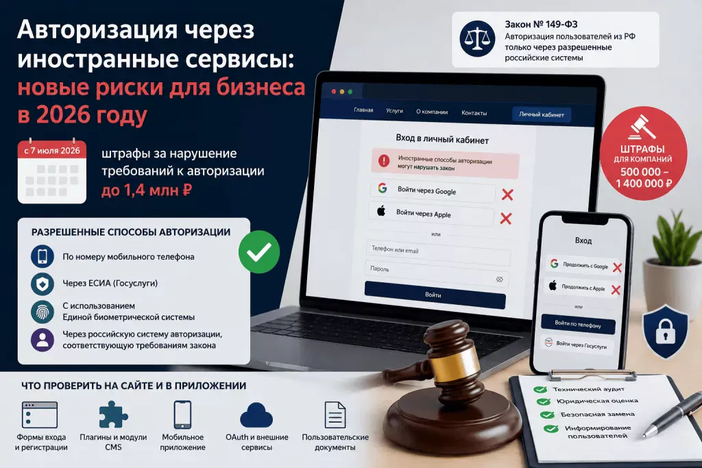 Авторизация через иностранные сервисы на сайте риски и штрафы для бизнеса в 2026 году Авторизация через иностранные сервисы на сайте риски и штрафы для бизнеса в 2026 году