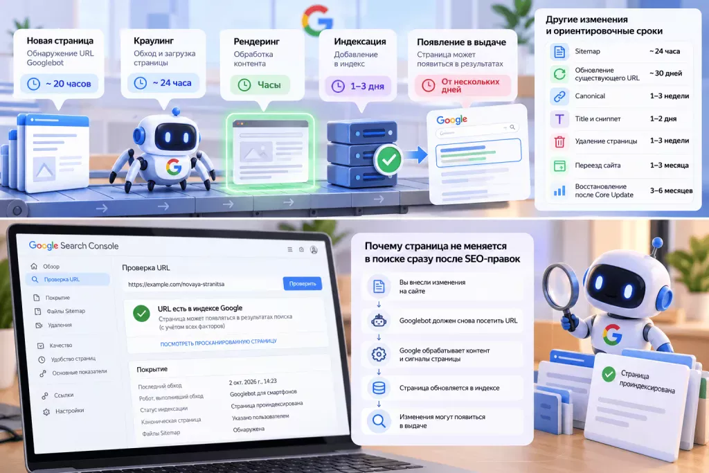Сроки краулинга и индексации страниц сайта в Google Сроки краулинга и индексации страниц сайта в Google