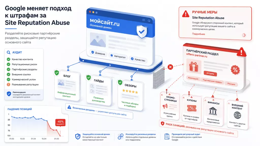 Проверка партнерских разделов сайта на риск Site Reputation Abuse в Google