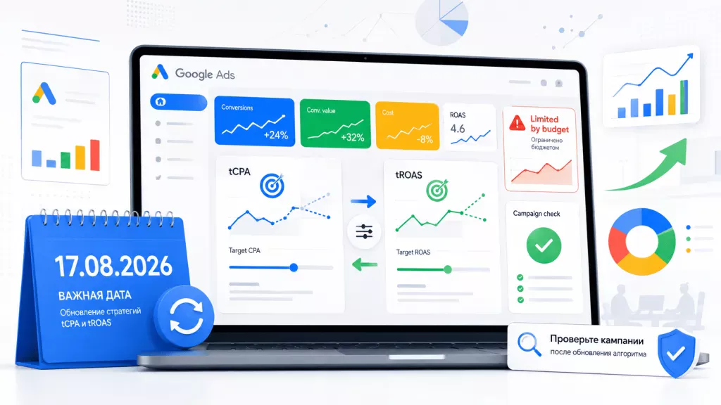 Изменения Target CPA и Target ROAS в Google Ads с 17 августа 2026 года Изменения Target CPA и Target ROAS в Google Ads с 17 августа 2026 года
