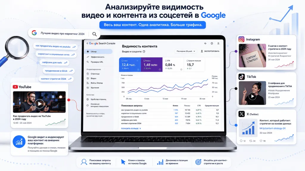 Анализ видимости видео и контента из соцсетей в Google Search Console