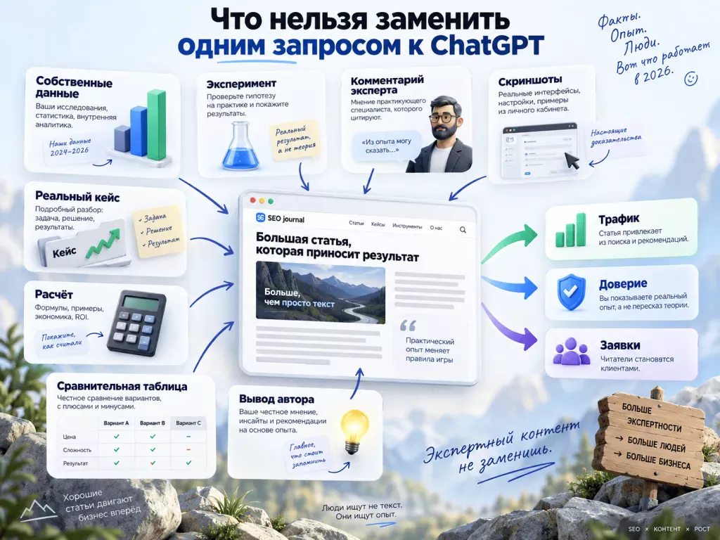 Экспертный контент, который нельзя заменить одним запросом к ChatGPT