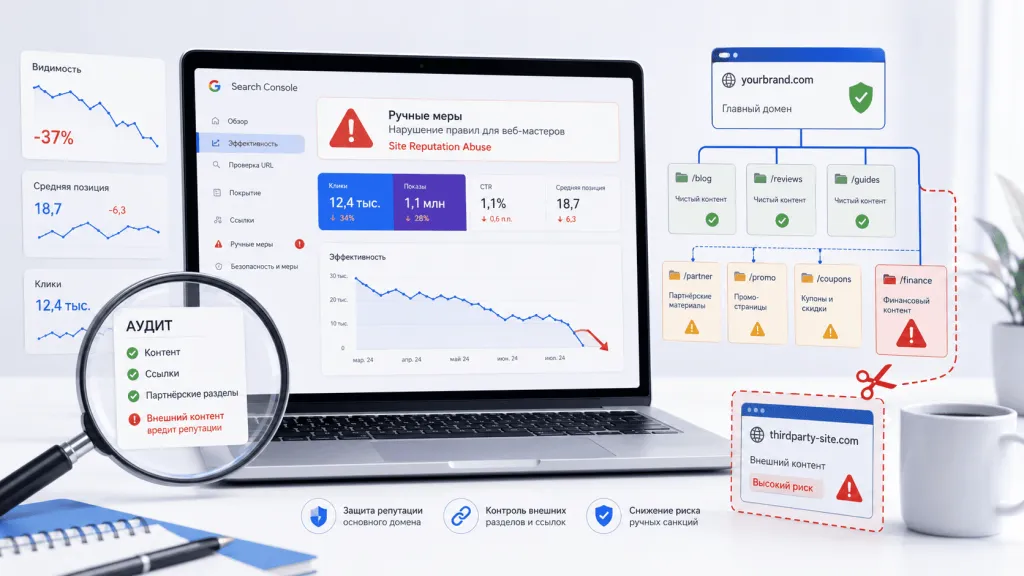 Аудит сайта при санкциях Google за злоупотребление репутацией домена