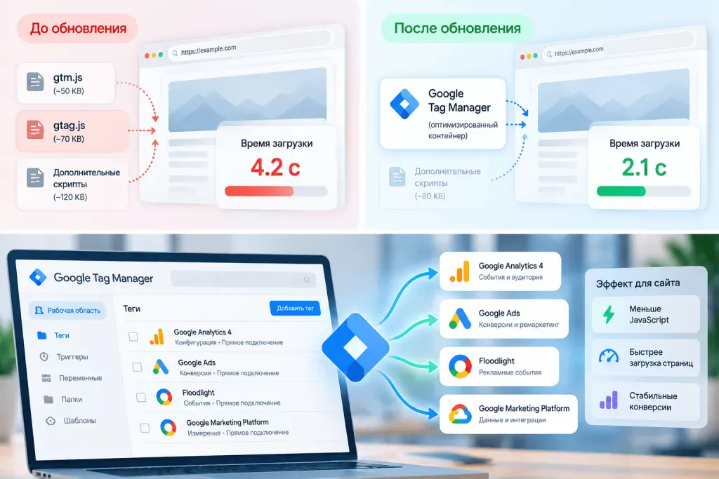 Оптимизация GTM для ускорения сайта и отслеживания конверсий