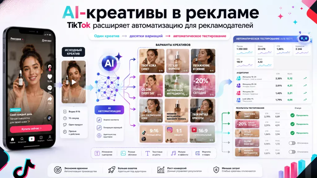 AI-креативы в рекламе автоматизация создания и тестирования объявлений в TikTok AI-креативы в рекламе автоматизация создания и тестирования объявлений в TikTok
