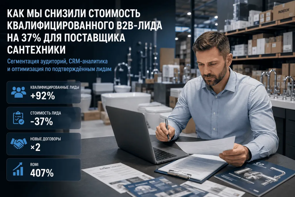 Кейс Performance-рекламы оптового поставщика сантехники со снижением стоимости B2B-лида Кейс Performance-рекламы оптового поставщика сантехники со снижением стоимости B2B-лида