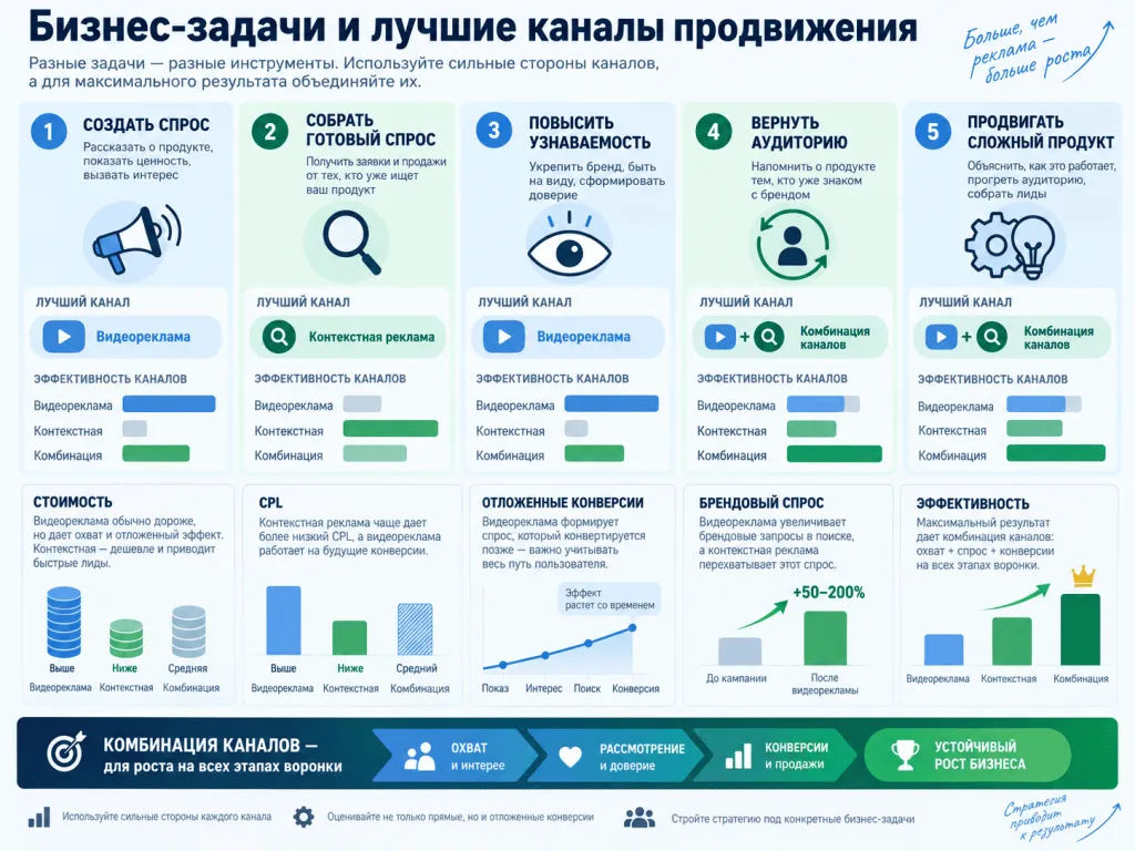 Сравнение эффективности видеорекламы и контекстной рекламы в 2026 году