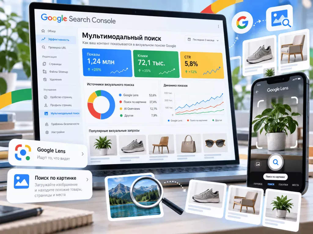 Мультимодальный поиск Google в Search Console и трафик из Google Lens