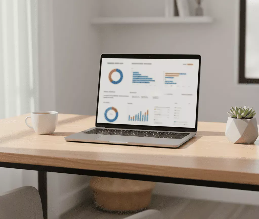 Рабочее место аналитика с ноутбуком