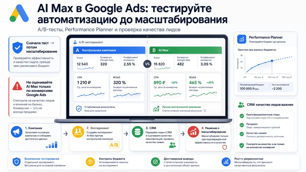 AI Max в Google Ads и AB-тестирование автоматизации AI Max в Google Ads и AB-тестирование автоматизации