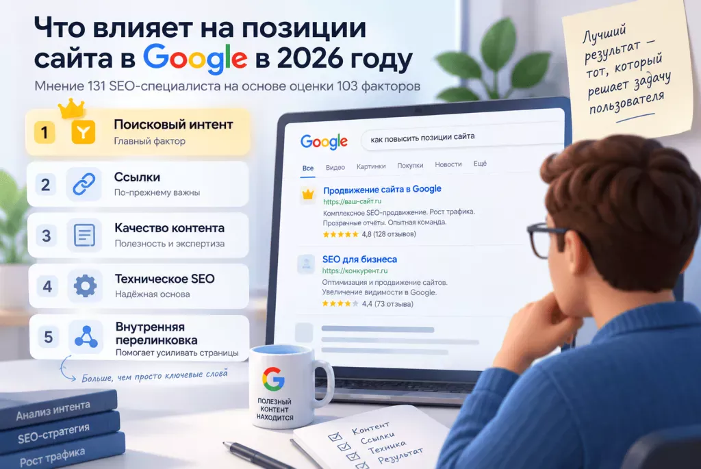Поисковый интент ссылки и качество контента как факторы SEO в Google