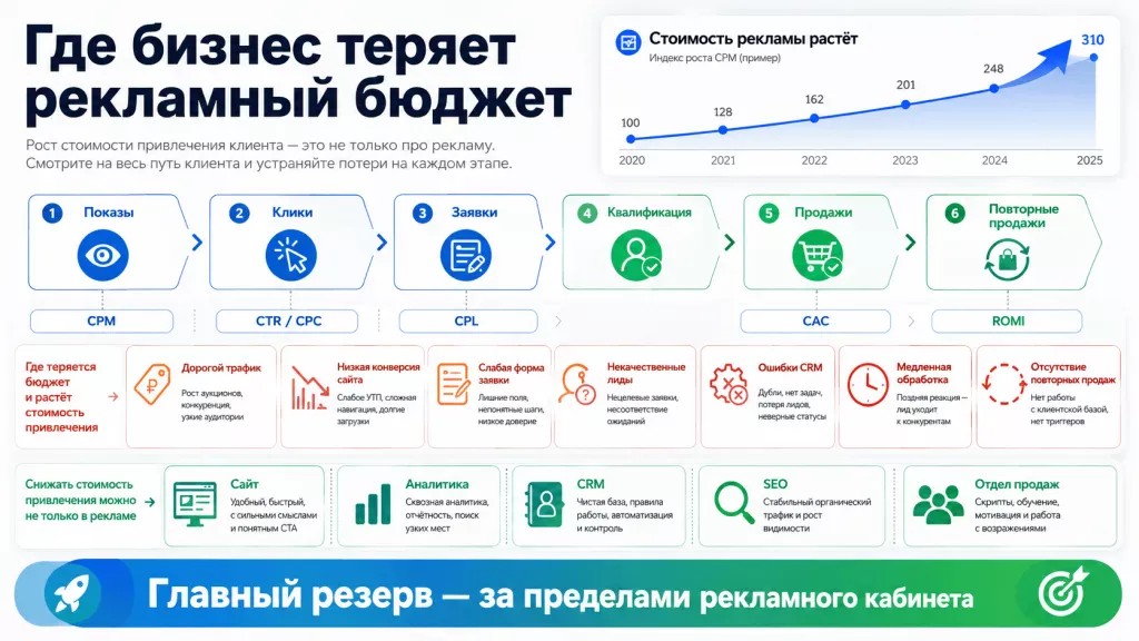 Воронка привлечения клиента от CPM и CPC до продаж и ROMI Воронка привлечения клиента от CPM и CPC до продаж и ROMI