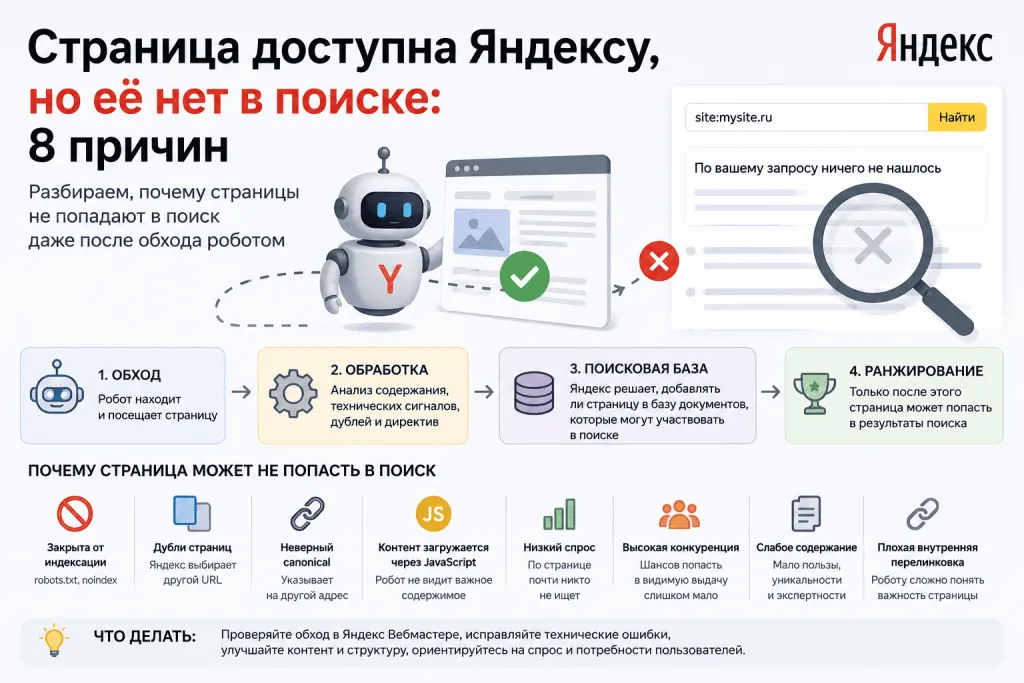 Яндекс обходит страницу, но не добавляет её в поиск основные причины Яндекс обходит страницу, но не добавляет её в поиск основные причины
