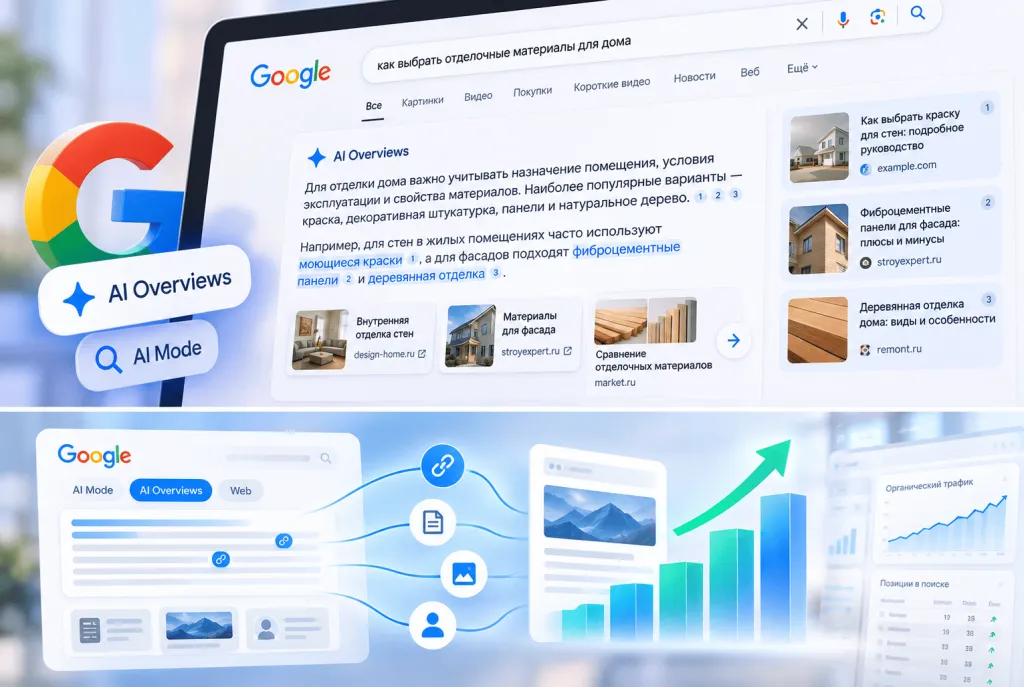 Новые ссылки на сайты в Google AI Overviews и AI Mode Новые ссылки на сайты в Google AI Overviews и AI Mode