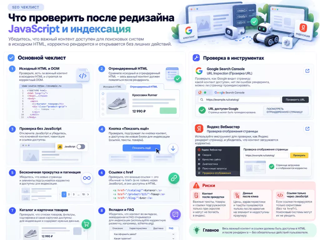 Проверка JavaScript-сайта после редизайна в Google Search Console и Яндекс Вебмастере Проверка JavaScript-сайта после редизайна в Google Search Console и Яндекс Вебмастере