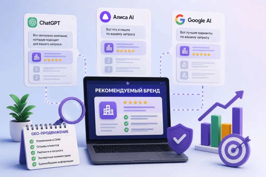 GEO-продвижение бренда в рекомендациях ChatGPT, Алисы AI и Google AI