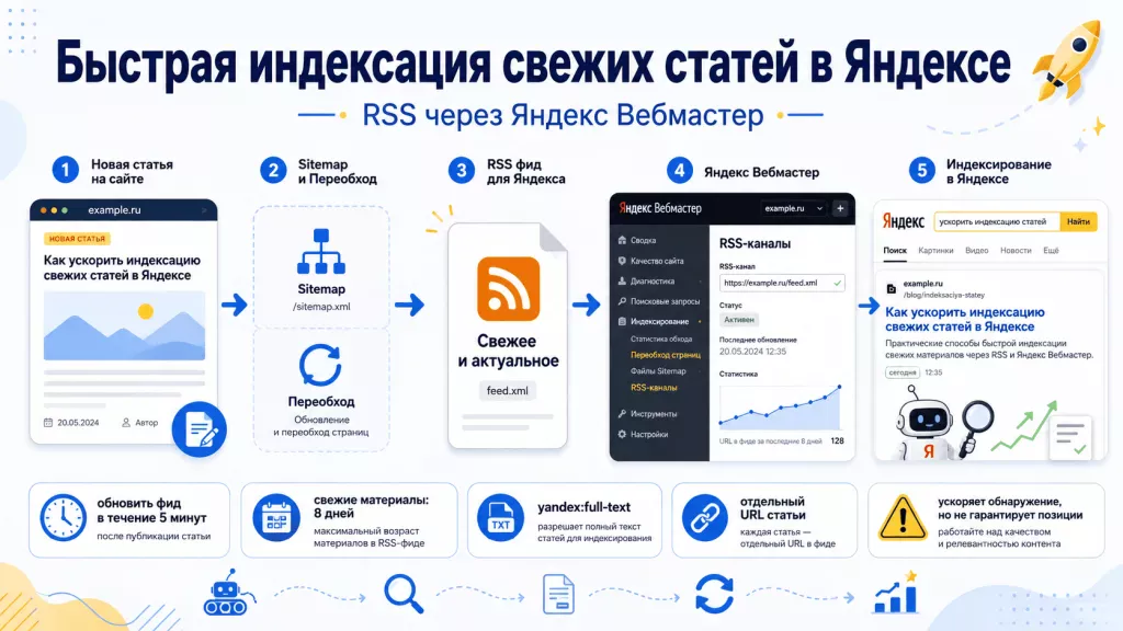 Быстрая индексация свежих статей в Яндексе через RSS и Вебмастер Быстрая индексация свежих статей в Яндексе через RSS и Вебмастер