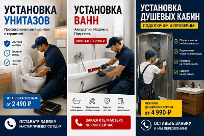 Performance-креатив для рекламы установки ванны под ключ