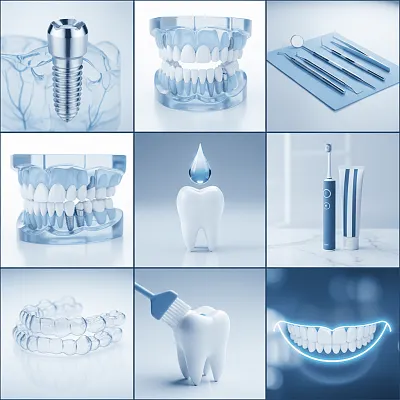 Рекламные креативы для продвижения имплантации и терапевтических услуг.